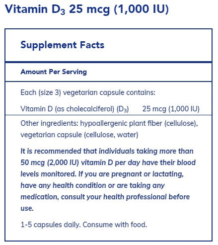 Vitamin D3 25mcg (1,000iu), 250 caps