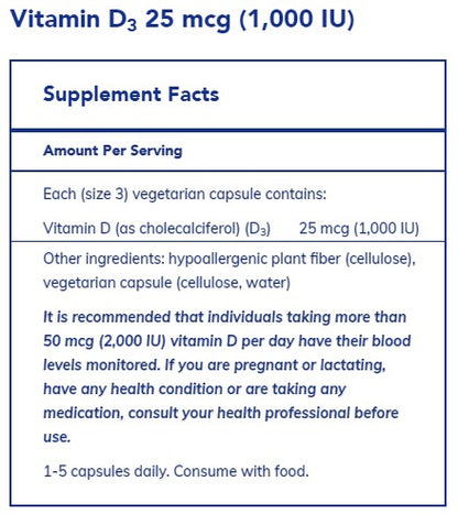 Vitamin D3 25mcg (1,000iu), 250 caps
