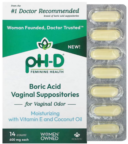 pH-D Boric Acid Vaginal Suppositories - 14 count
